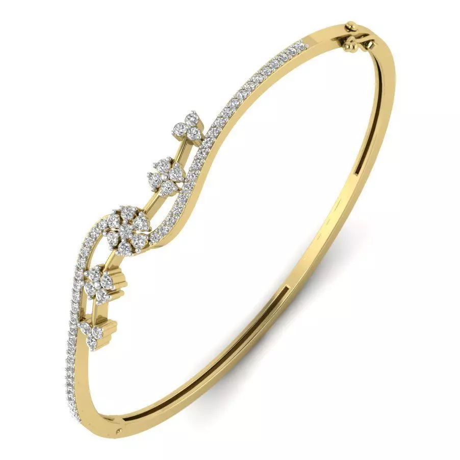 Yellow gold diamond Bangle-PBG-027 DIA 3D print model