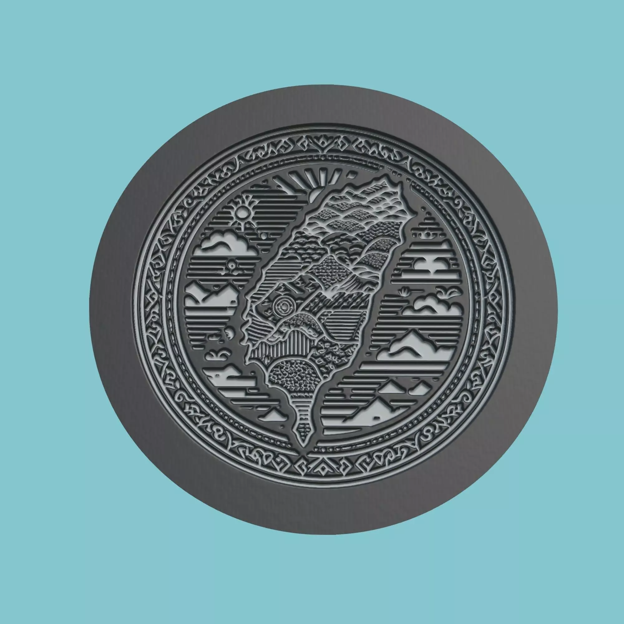 Taiwan Map Medallion Wall Art Printer 3D print model