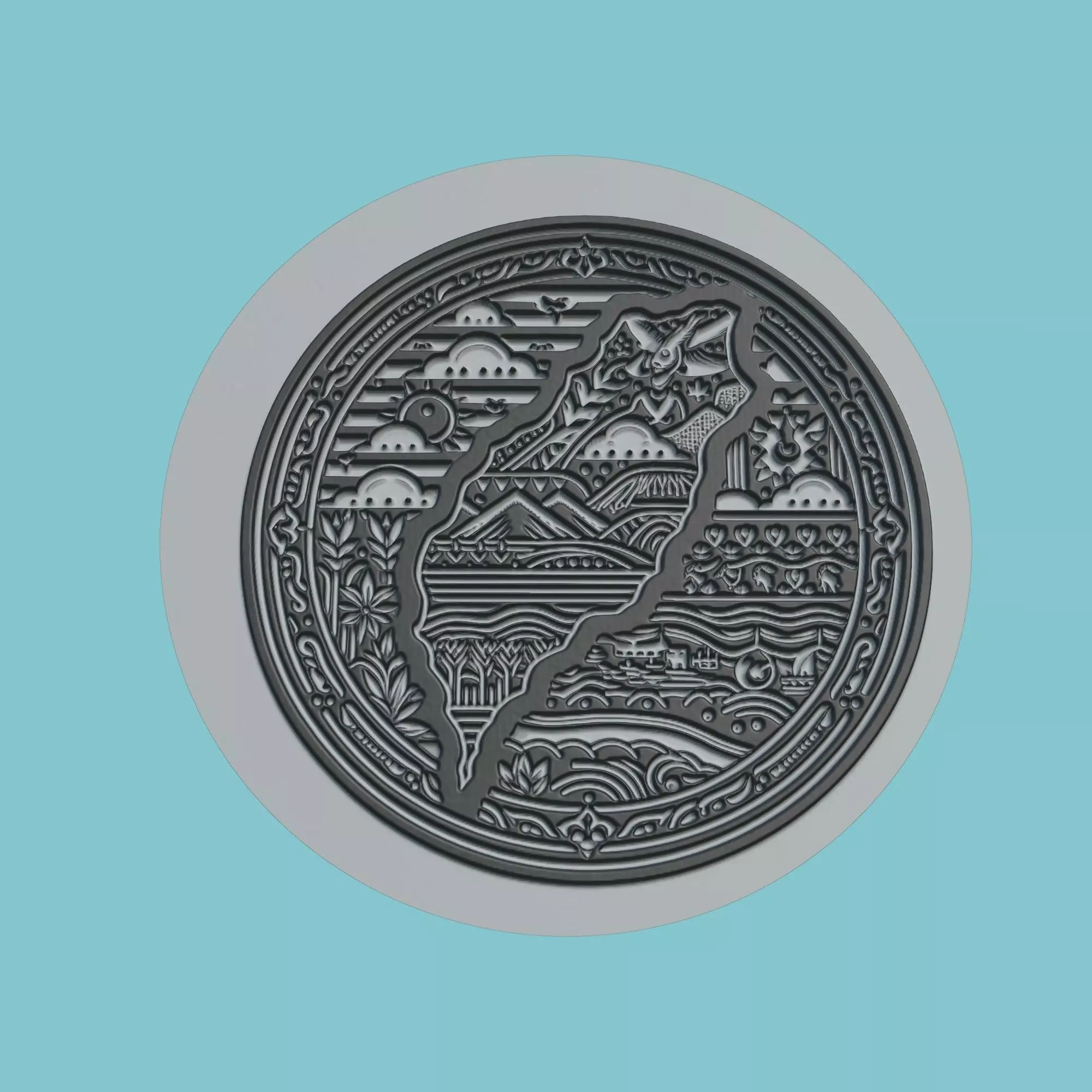 Taiwan Map Medallion Wall Art Printer 3D print model