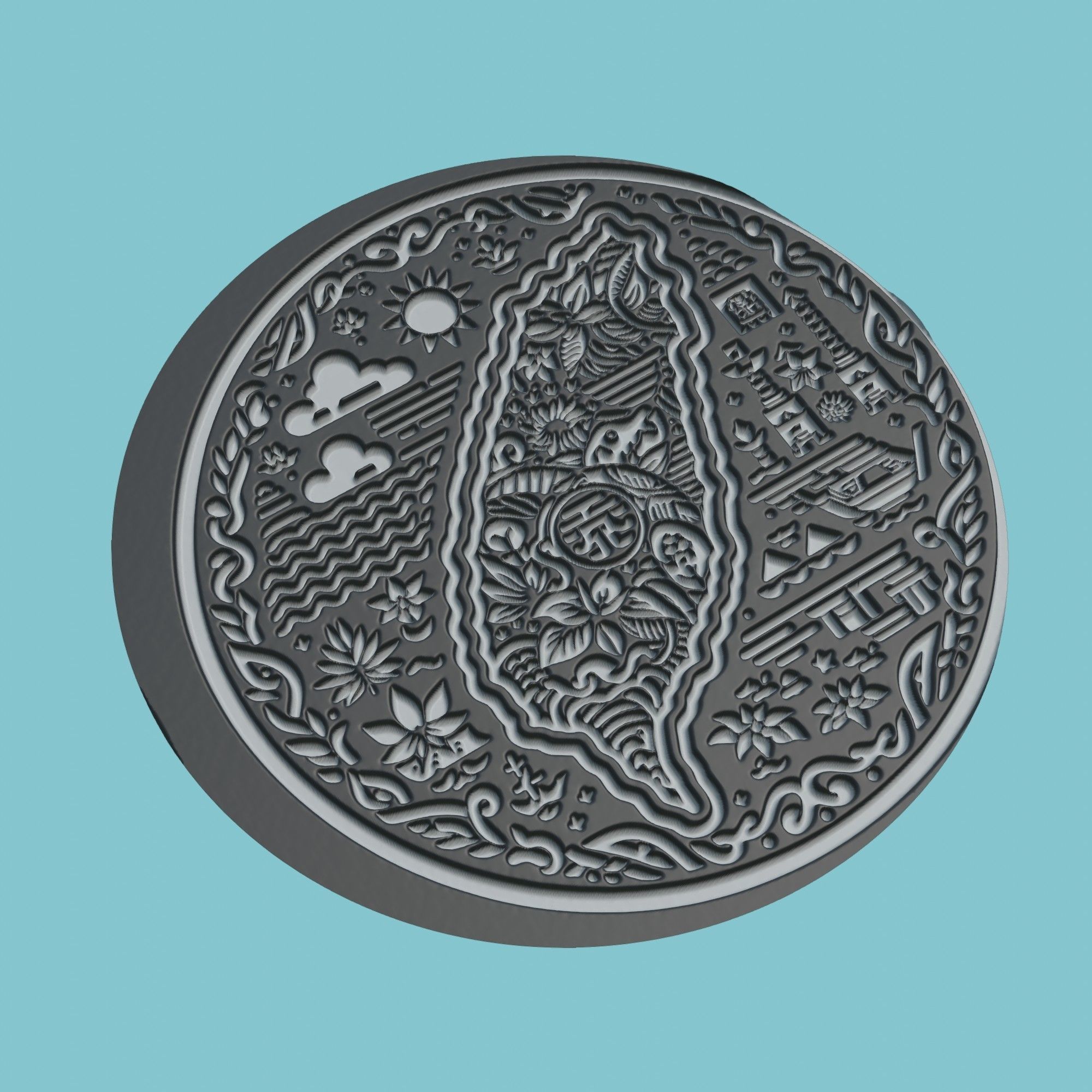 Taiwan Map Medallion Wall Art Printer 3D print model_1