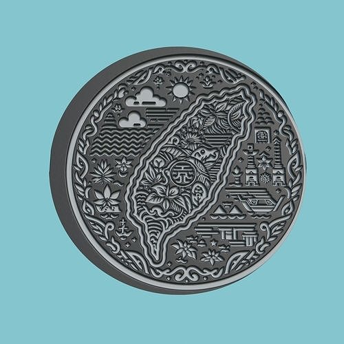 Taiwan Map Medallion Wall Art Printer 3D print model