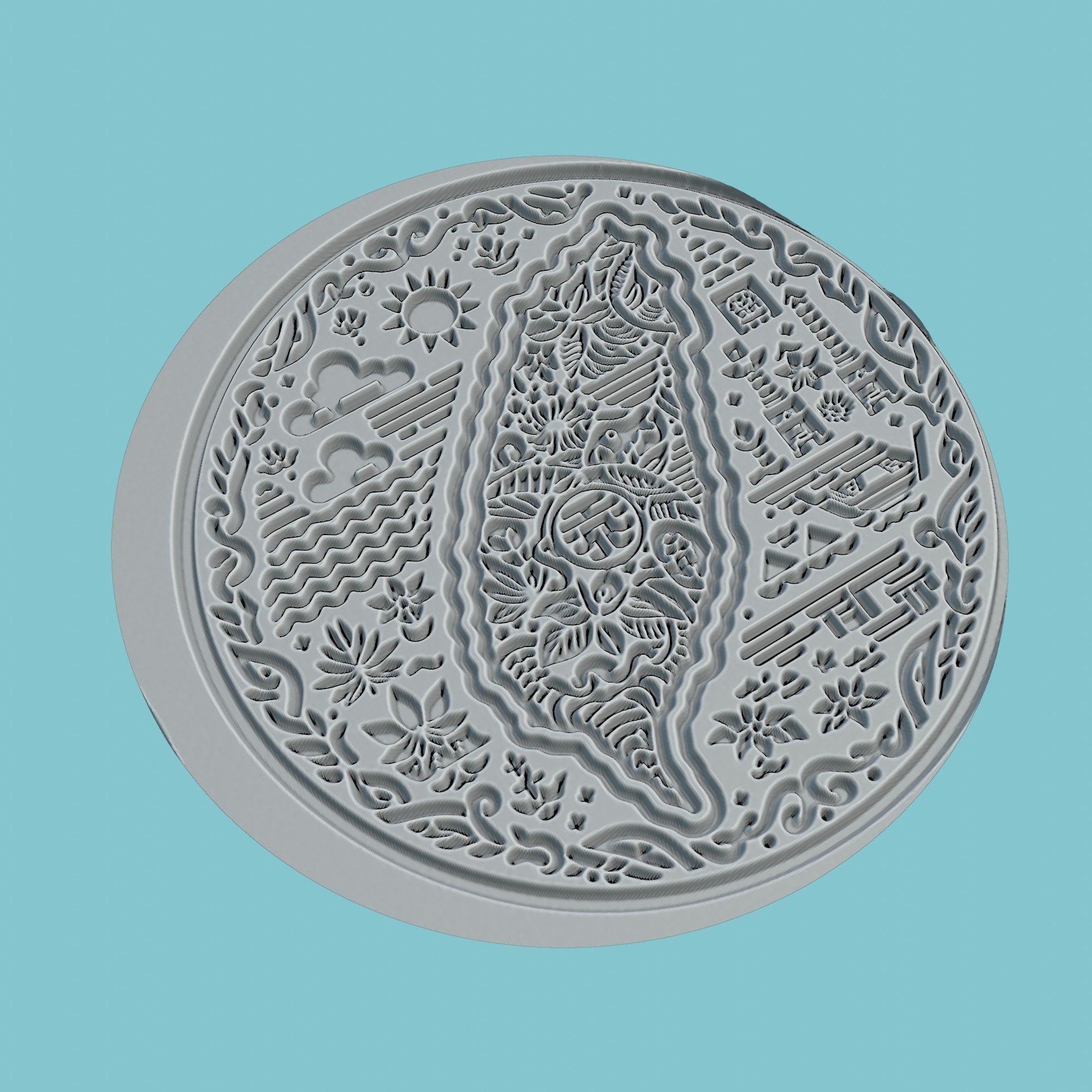 Taiwan Map Medallion Wall Art Printer 3D print model_3