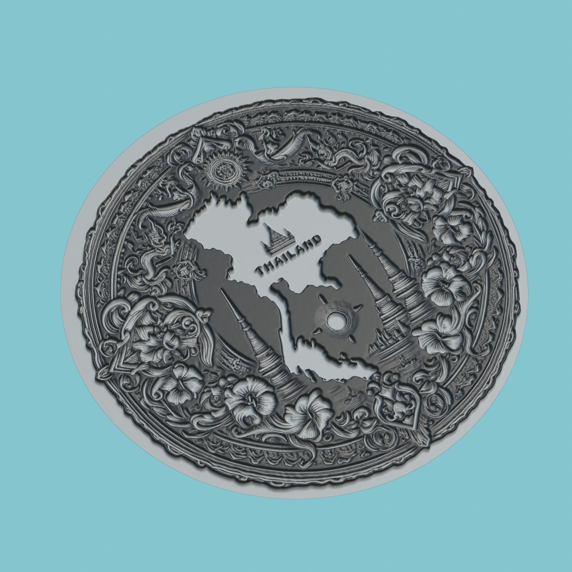 Thailand Map Medallion Wall Art Printer 3D print model_1