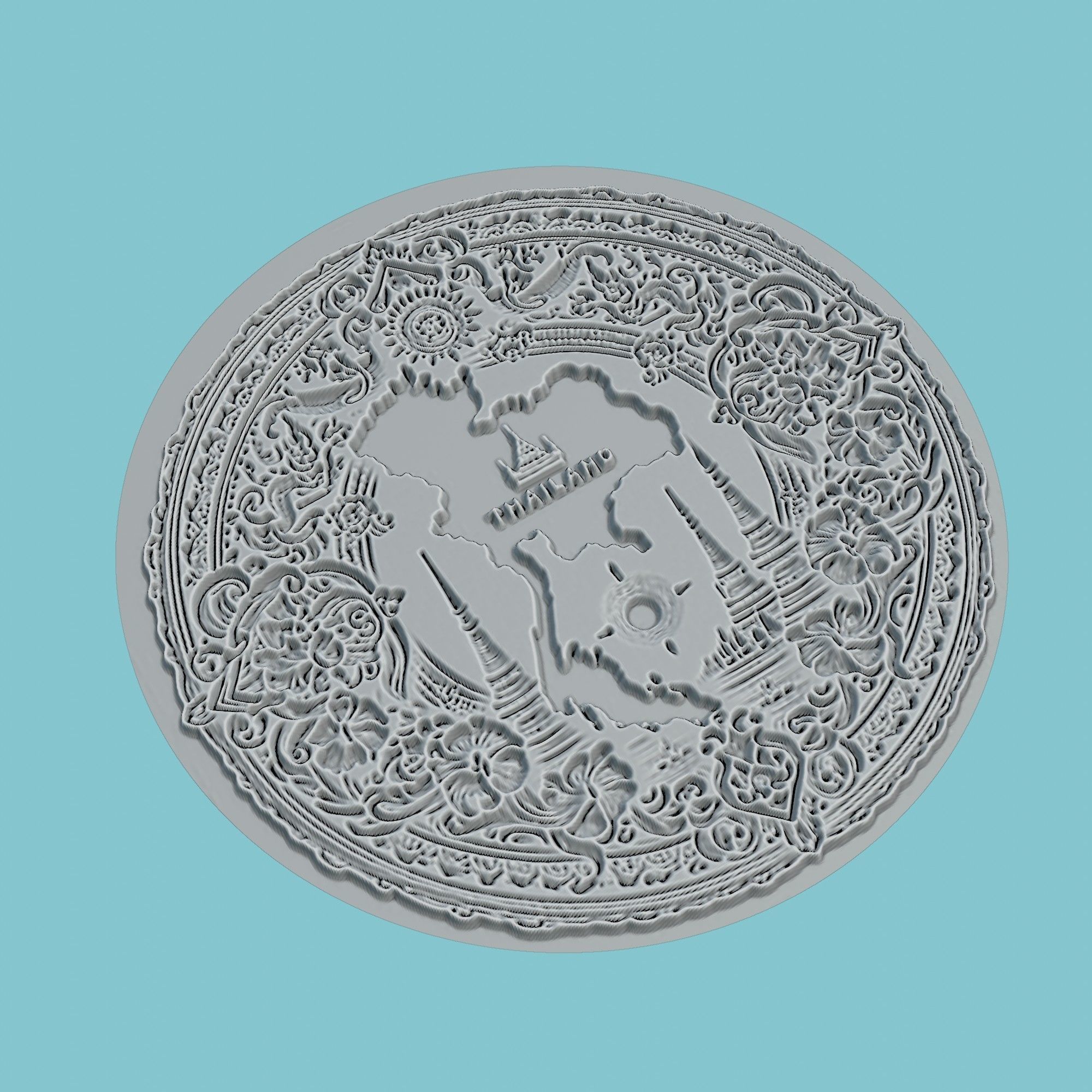 Thailand Map Medallion Wall Art Printer 3D print model_3