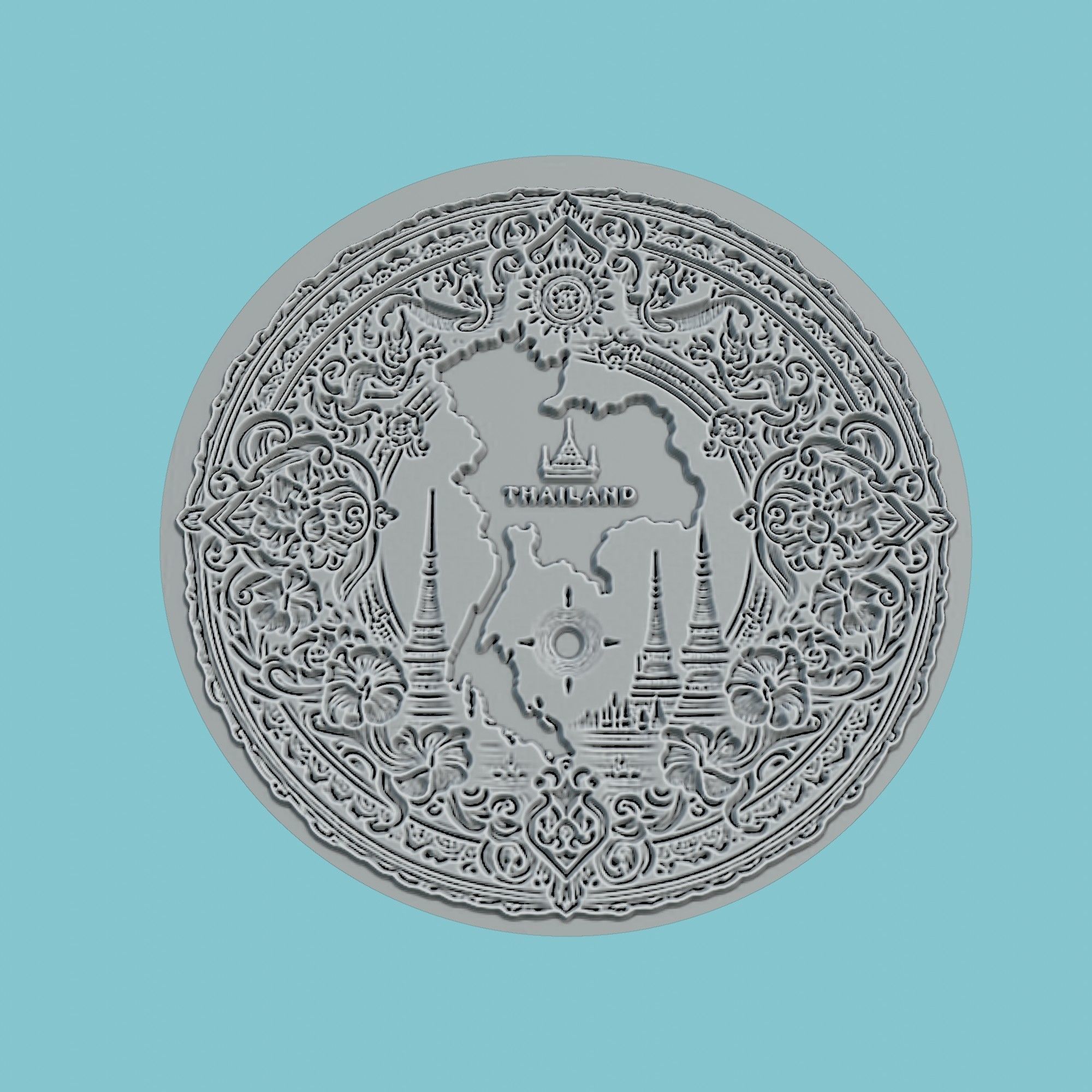 Thailand Map Medallion Wall Art Printer 3D print model_2