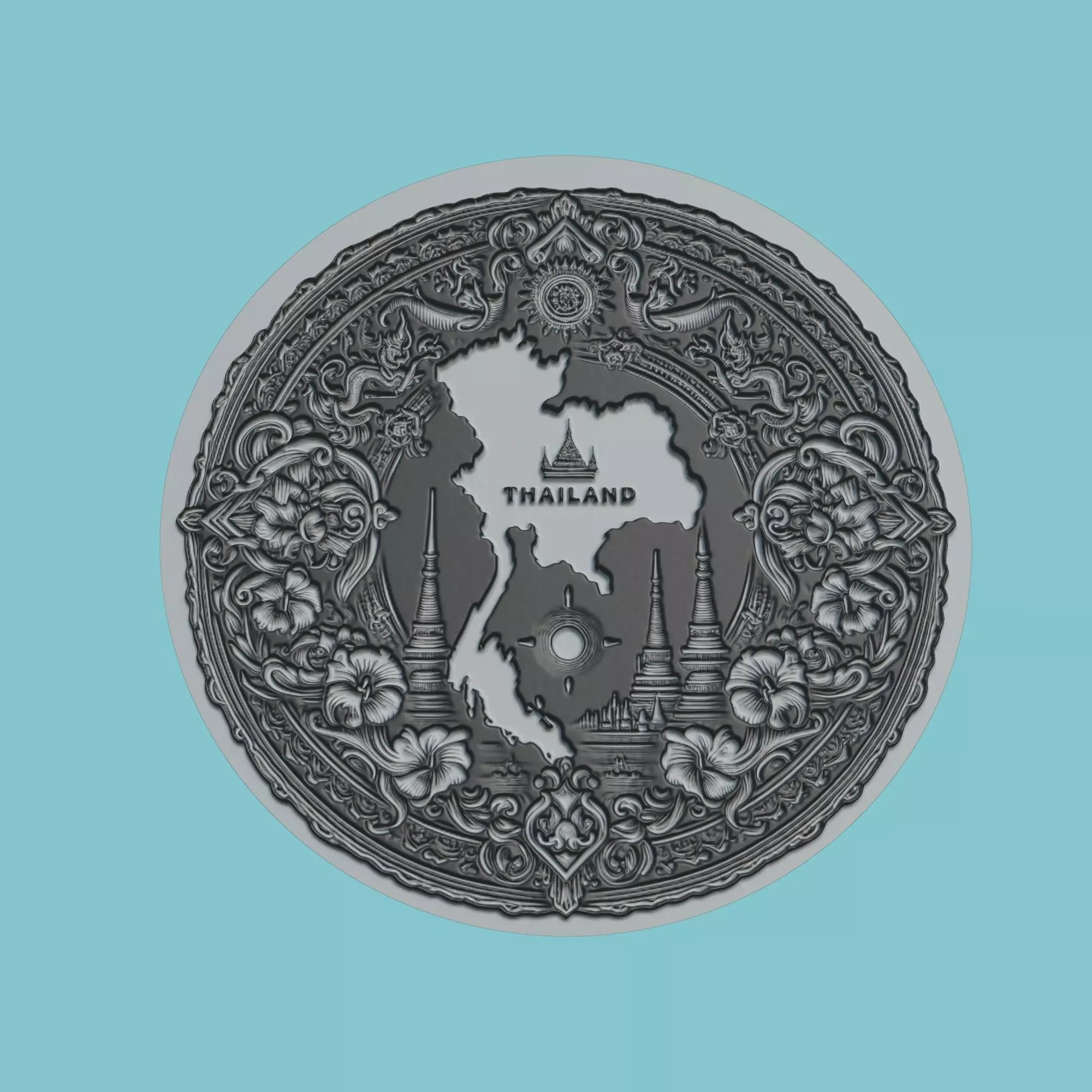Thailand Map Medallion Wall Art Printer 3D print model_0