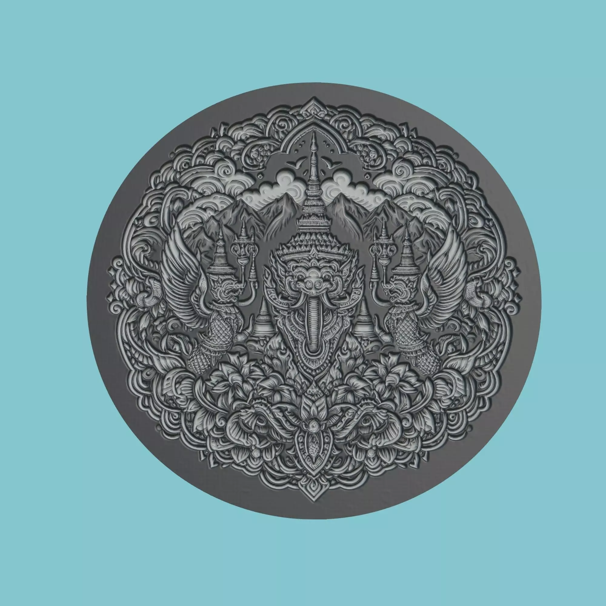 Thailand Map Medallion Wall Art Printer 3D print model_0