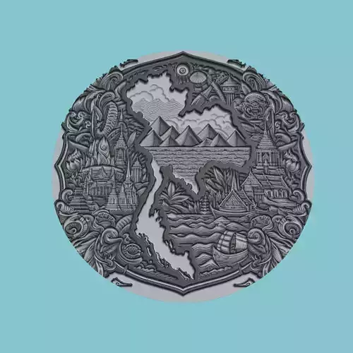 Thailand Map Medallion Wall Art Printer