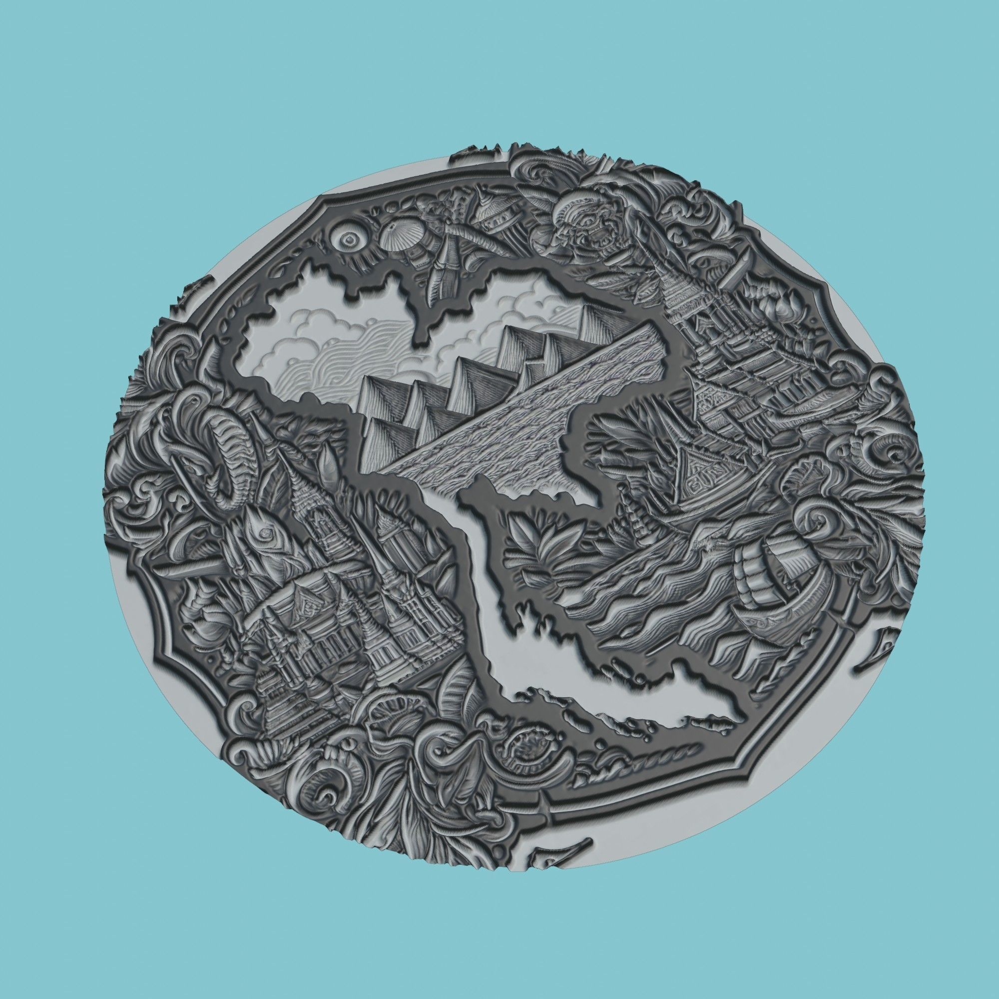 Thailand Map Medallion Wall Art Printer 3D print model_1
