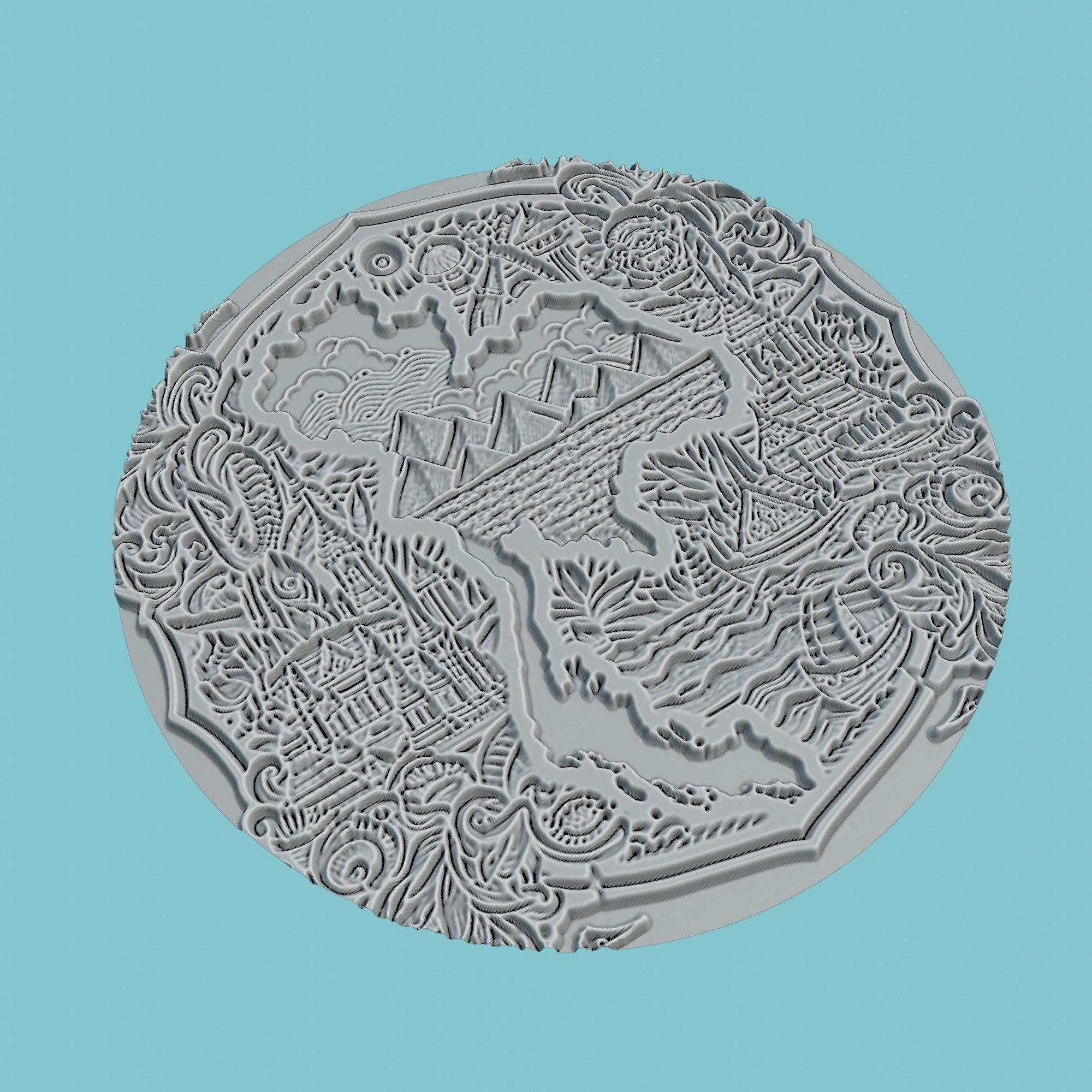 Thailand Map Medallion Wall Art Printer 3D print model_3