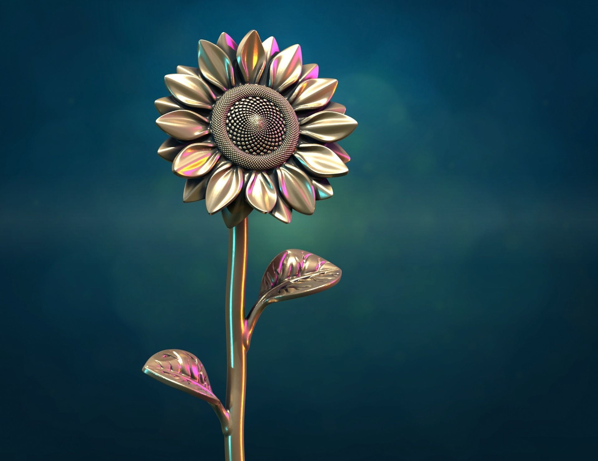 Sunflower sculpture 3D print model_6