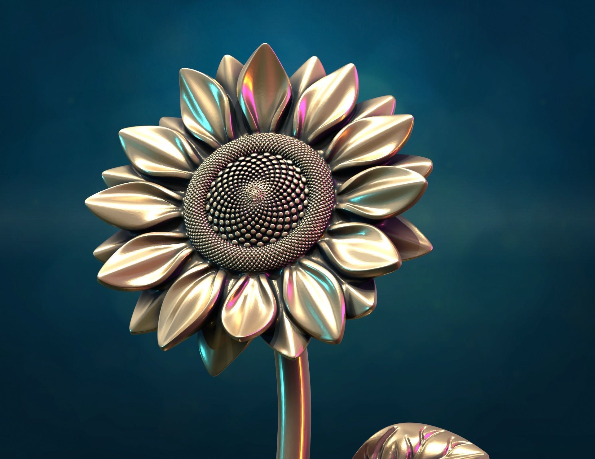 Sunflower sculpture 3D print model_2
