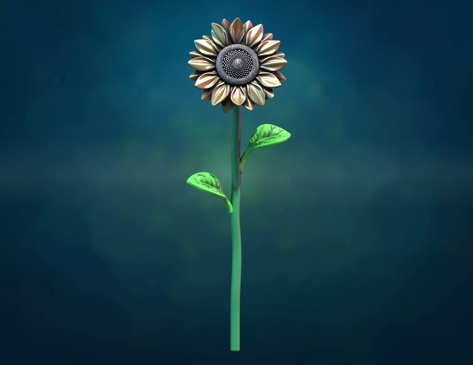 Sunflower sculpture 3D print model_0