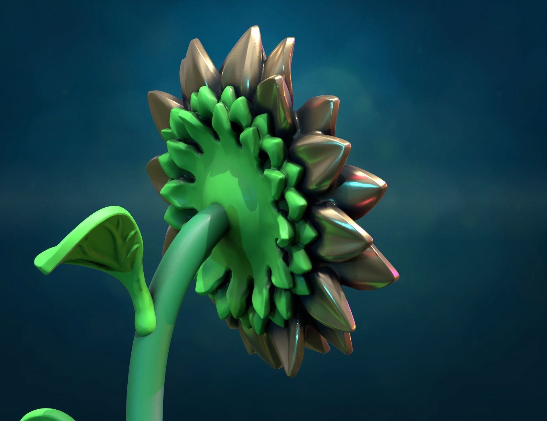 Sunflower sculpture 3D print model_7