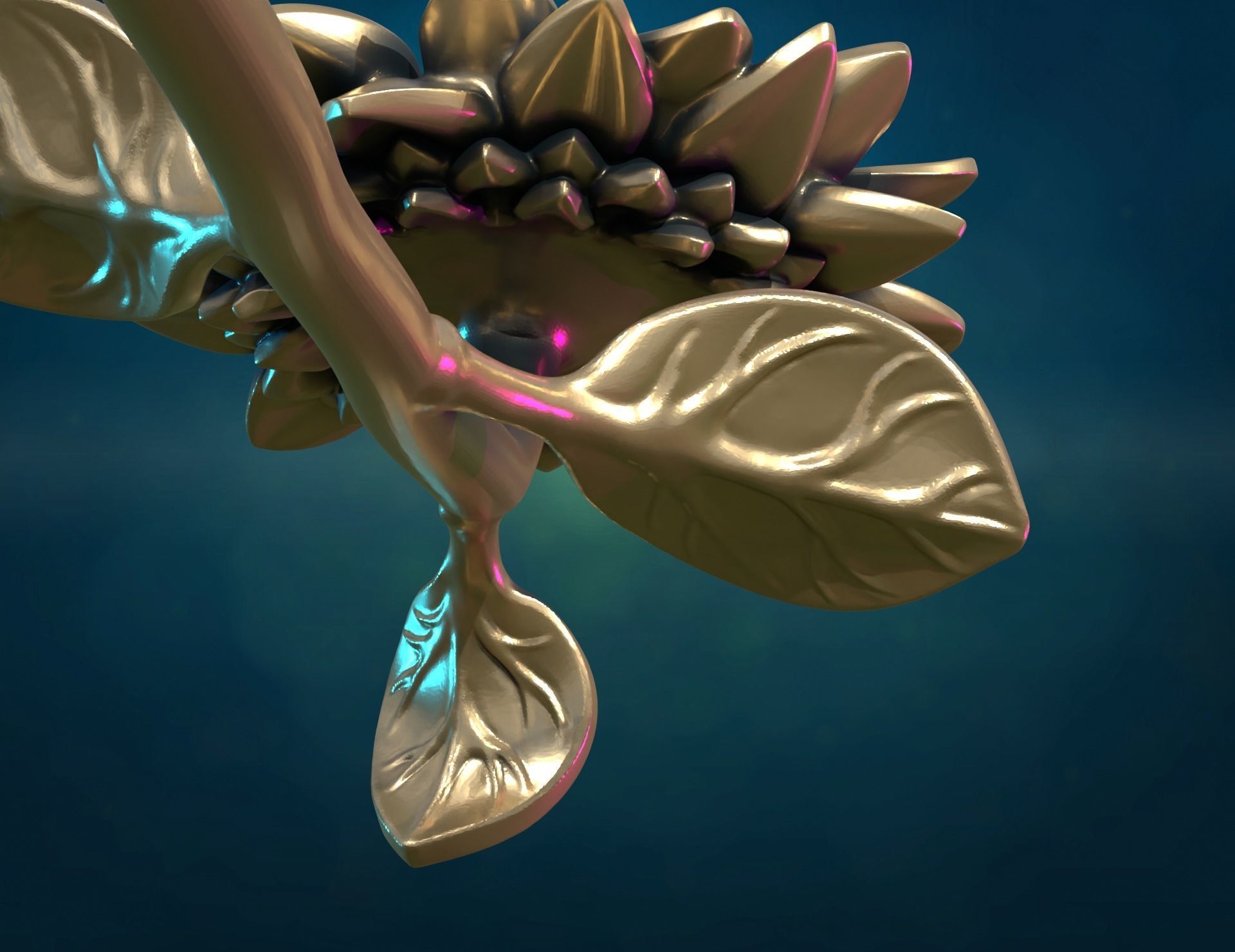 Sunflower sculpture 3D print model_12