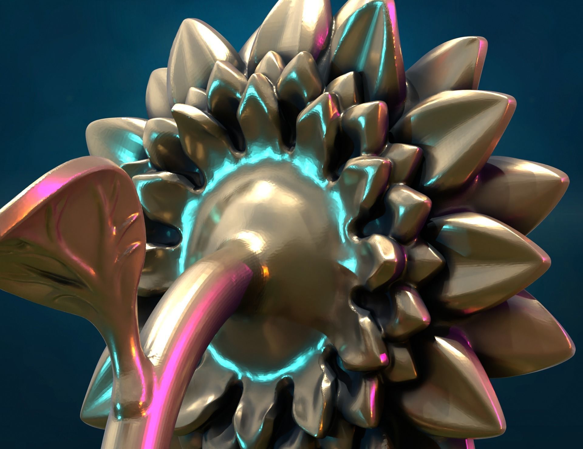 Sunflower sculpture 3D print model_10