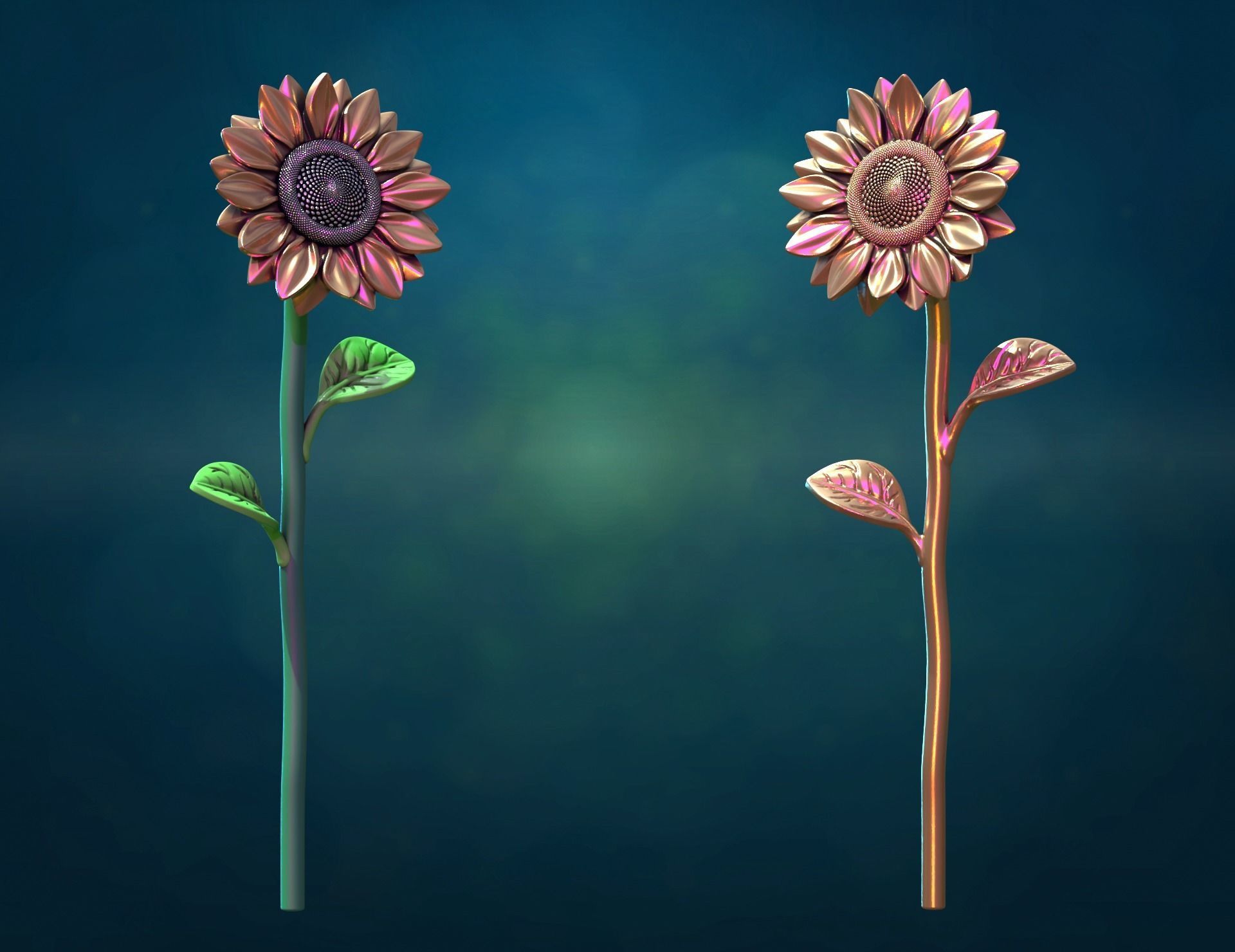 Sunflower sculpture 3D print model_9