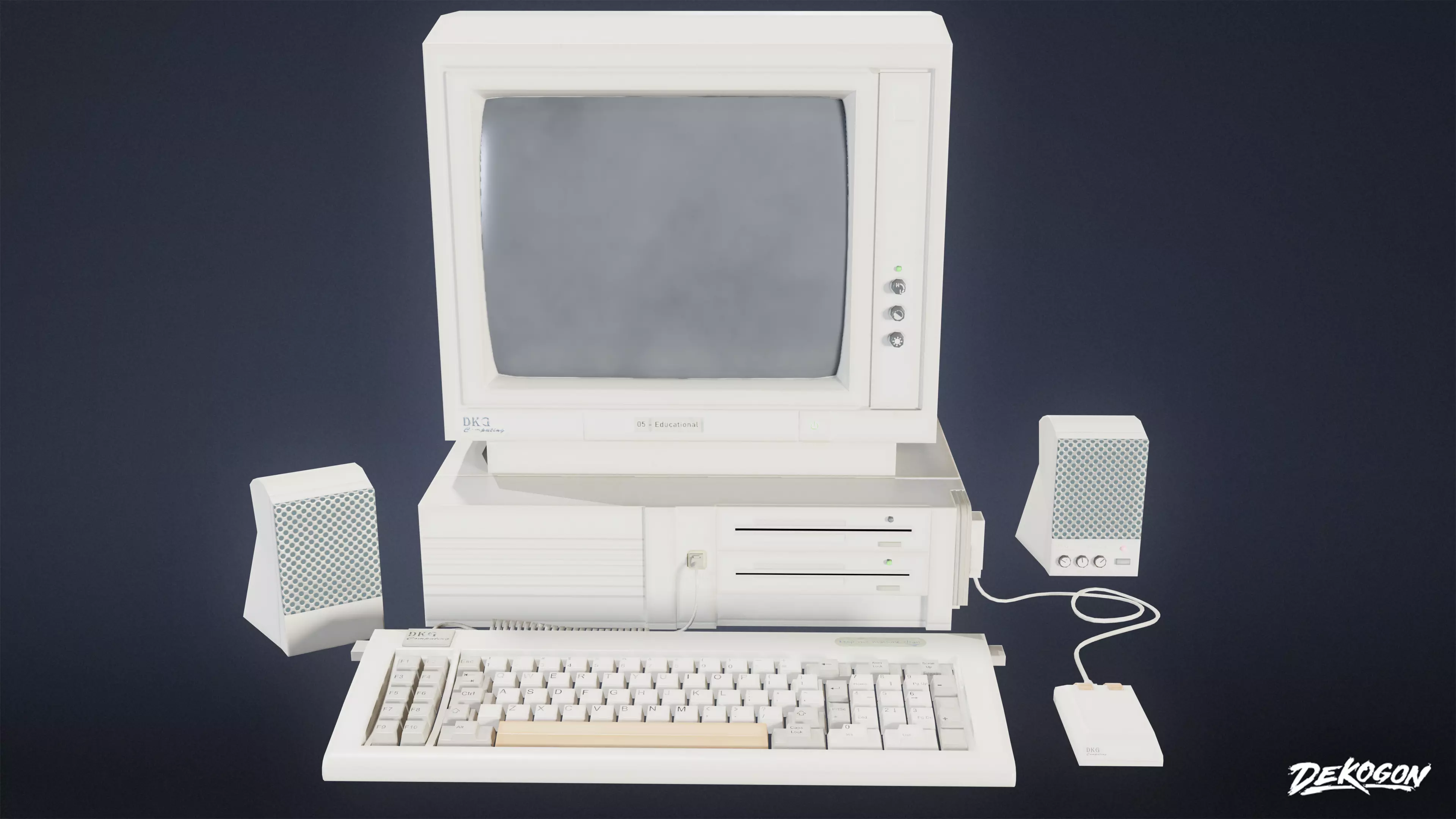 HIGH SCHOOL CLASSROOM - Computer 01 - LOW POLY Low-poly 3D model_0