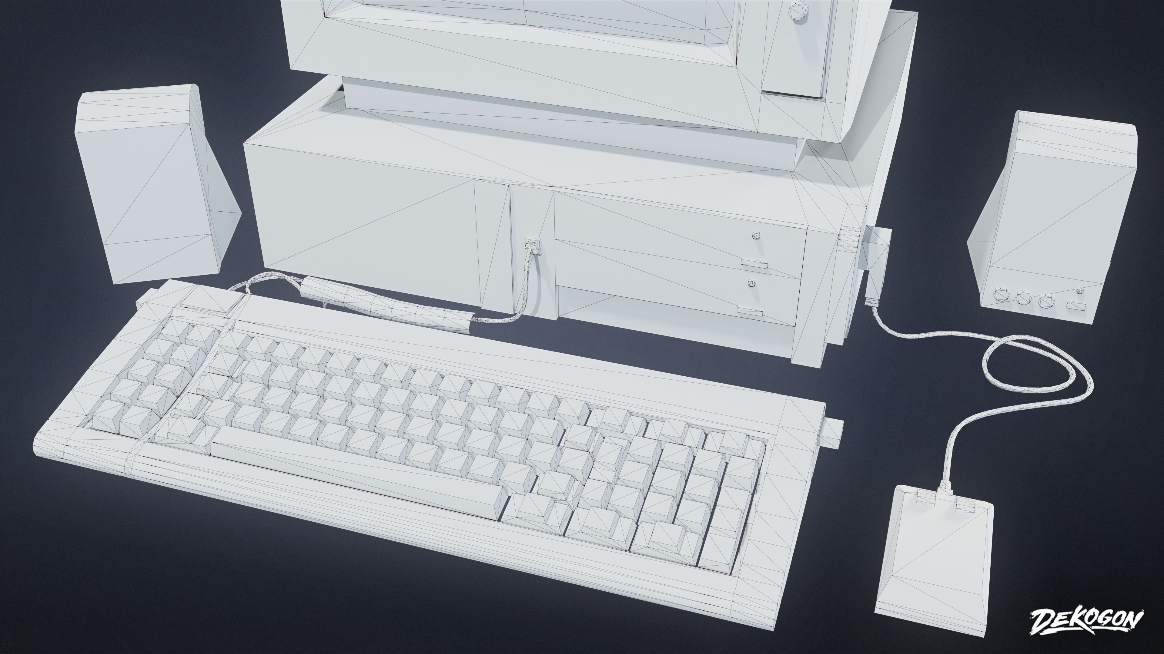 HIGH SCHOOL CLASSROOM - Computer 01 - LOW POLY Low-poly 3D model_7