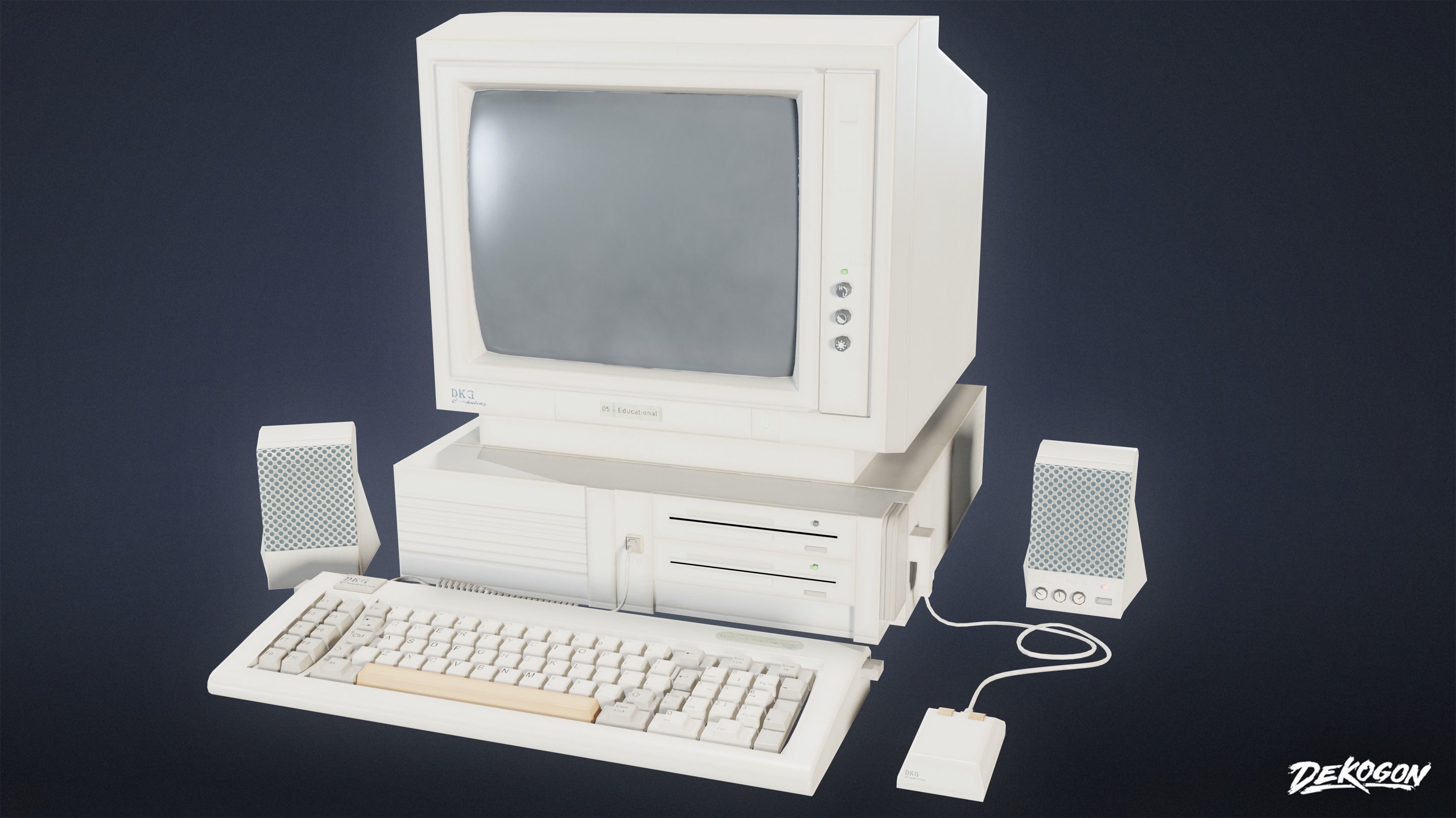 HIGH SCHOOL CLASSROOM - Computer 01 - LOW POLY Low-poly 3D model_1