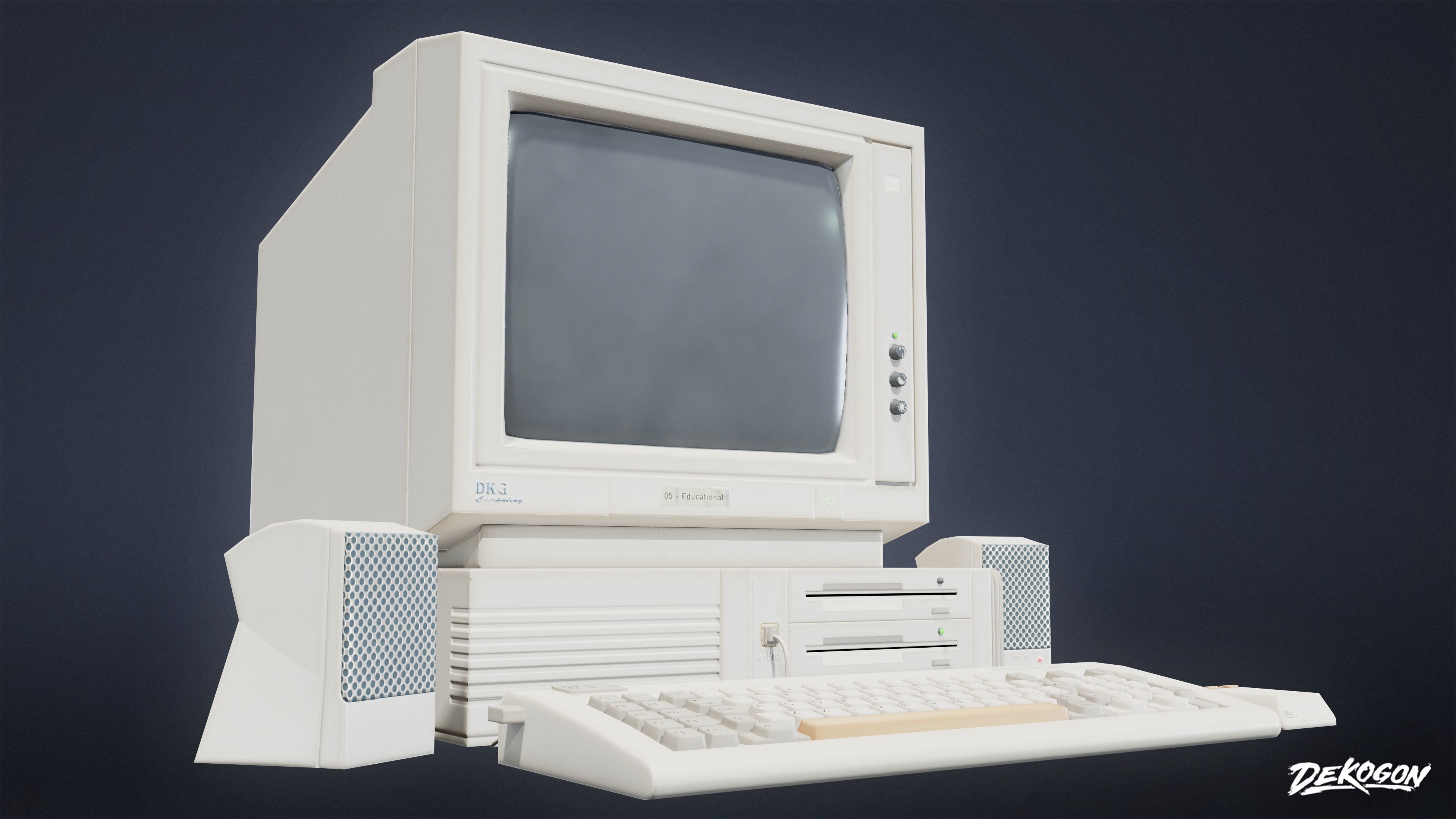 HIGH SCHOOL CLASSROOM - Computer 01 - LOW POLY Low-poly 3D model_5