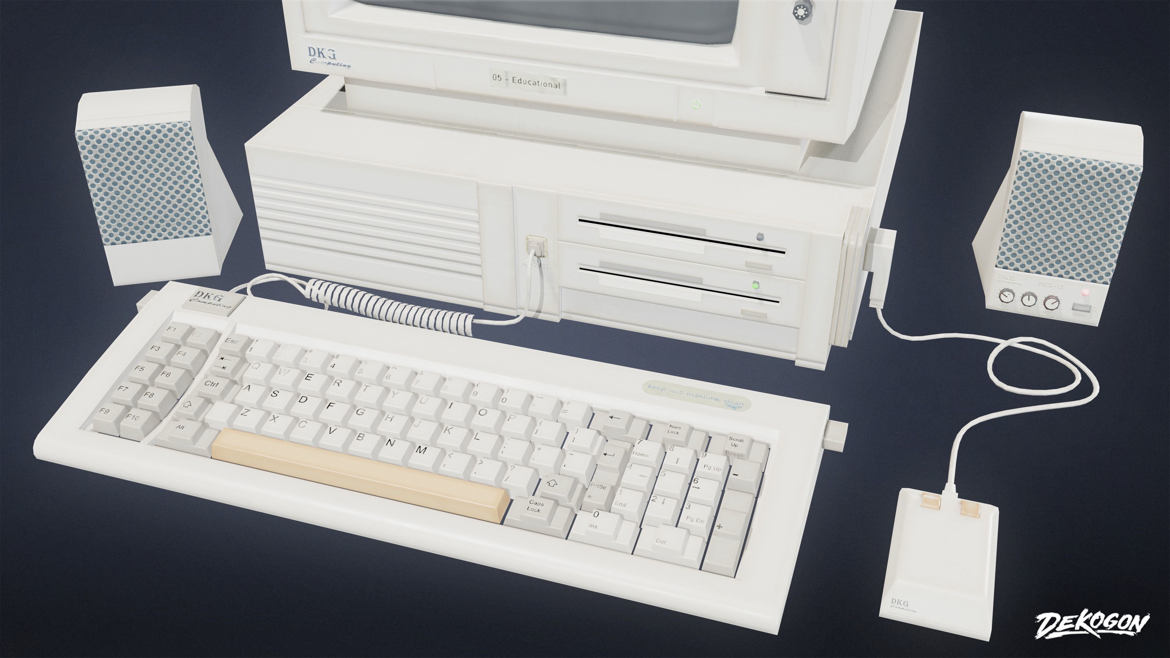 HIGH SCHOOL CLASSROOM - Computer 01 - LOW POLY Low-poly 3D model_6