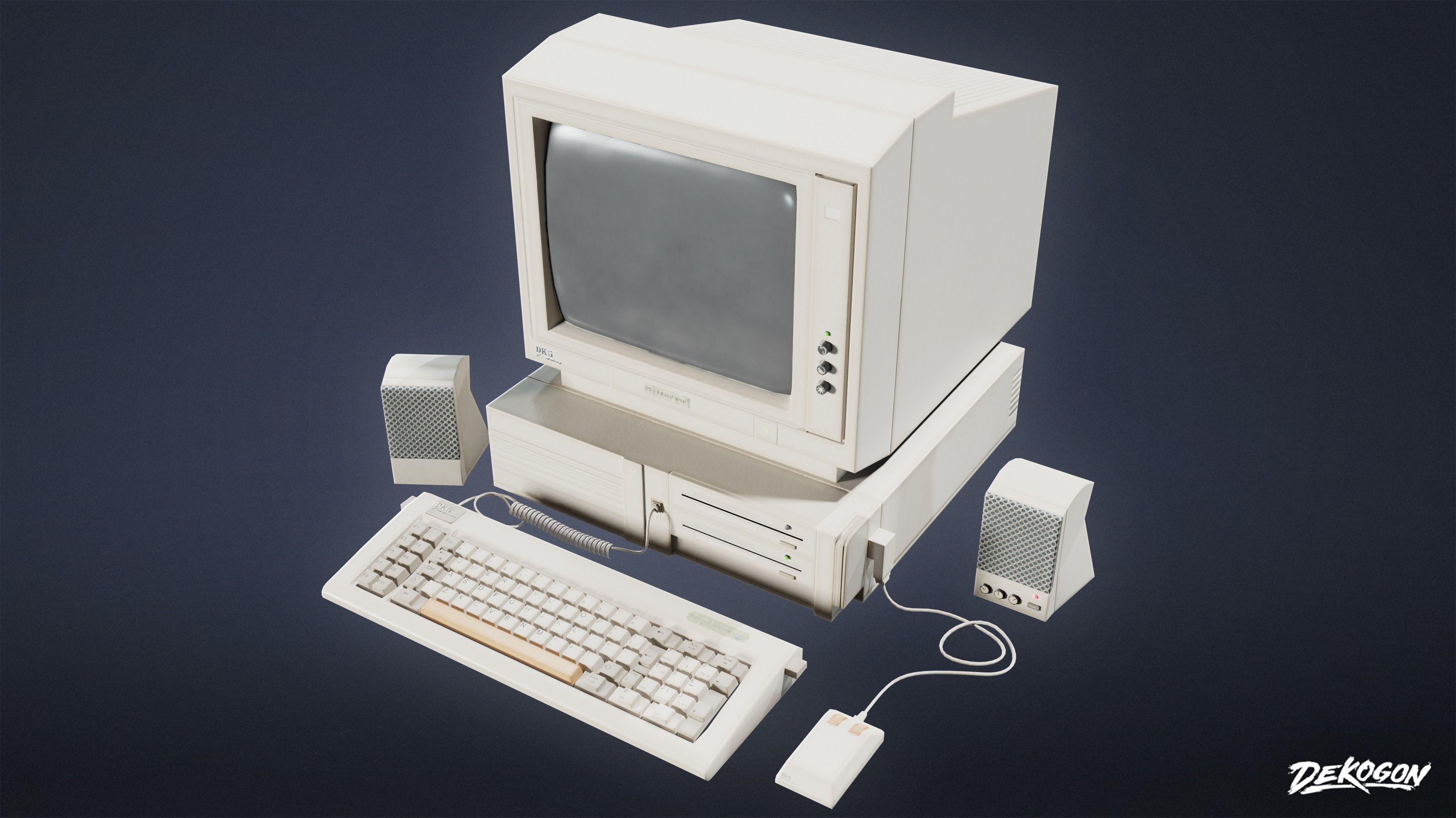 HIGH SCHOOL CLASSROOM - Computer 01 - LOW POLY Low-poly 3D model_4