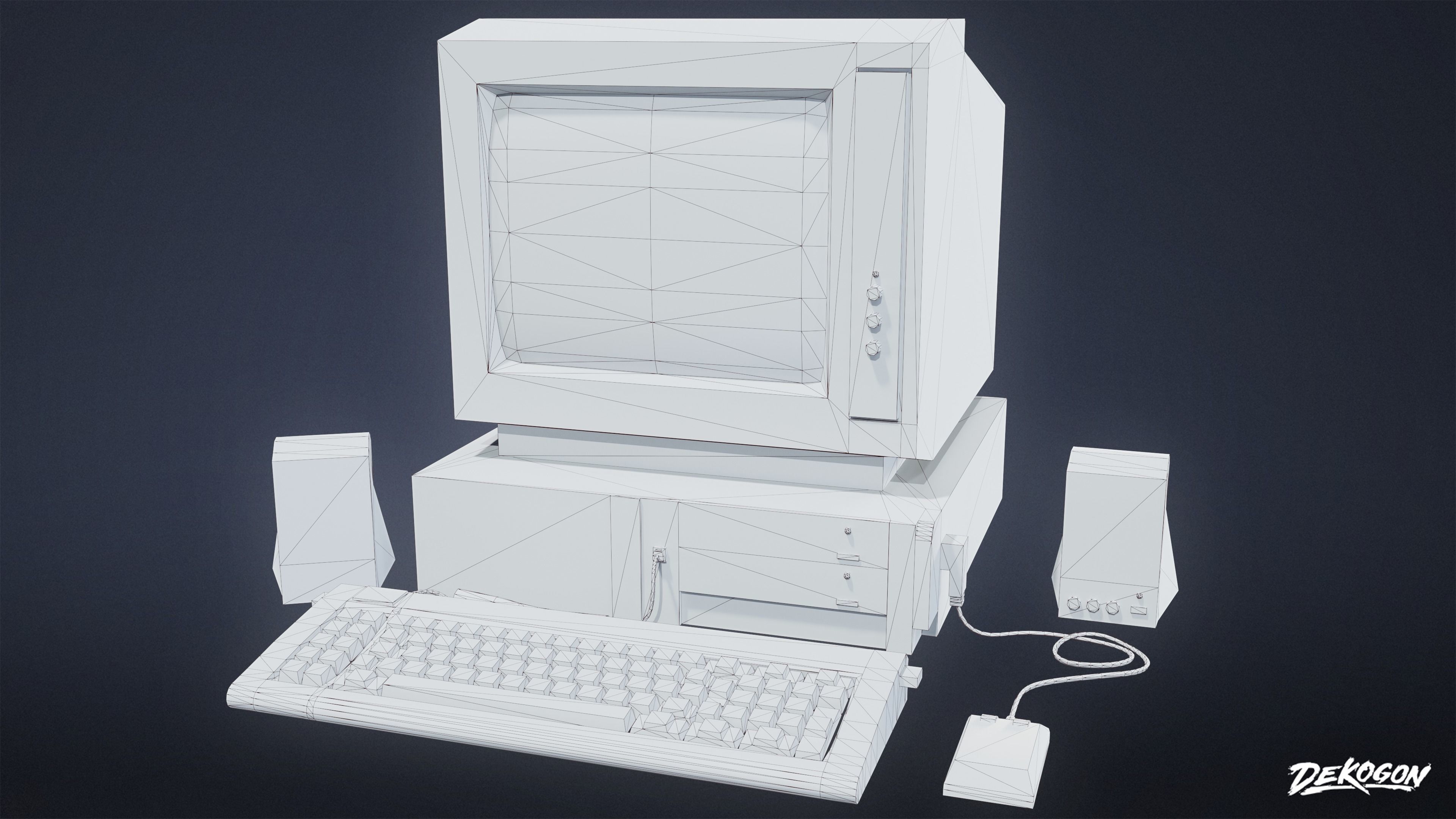 HIGH SCHOOL CLASSROOM - Computer 01 - LOW POLY Low-poly 3D model_8