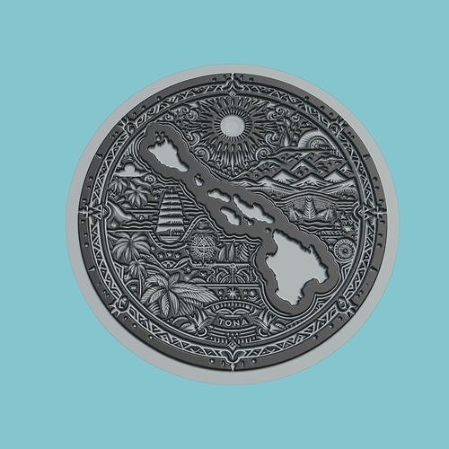Tonga Map Medallion Wall Art Printer 3D print model