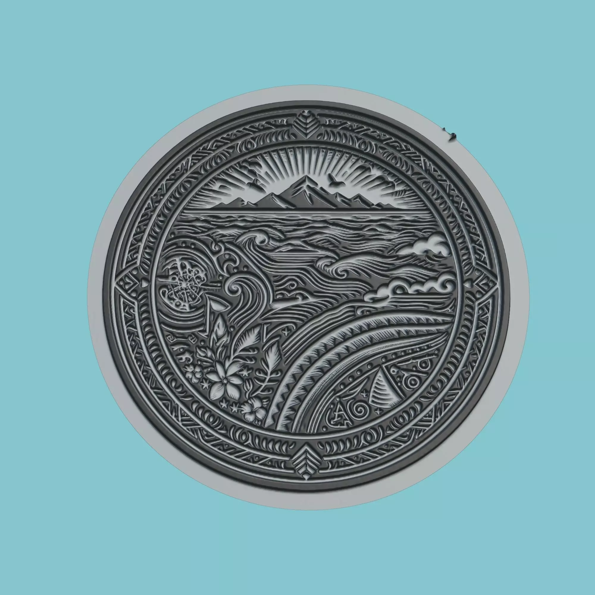 Tonga Map Medallion Wall Art Printer 3D print model_0