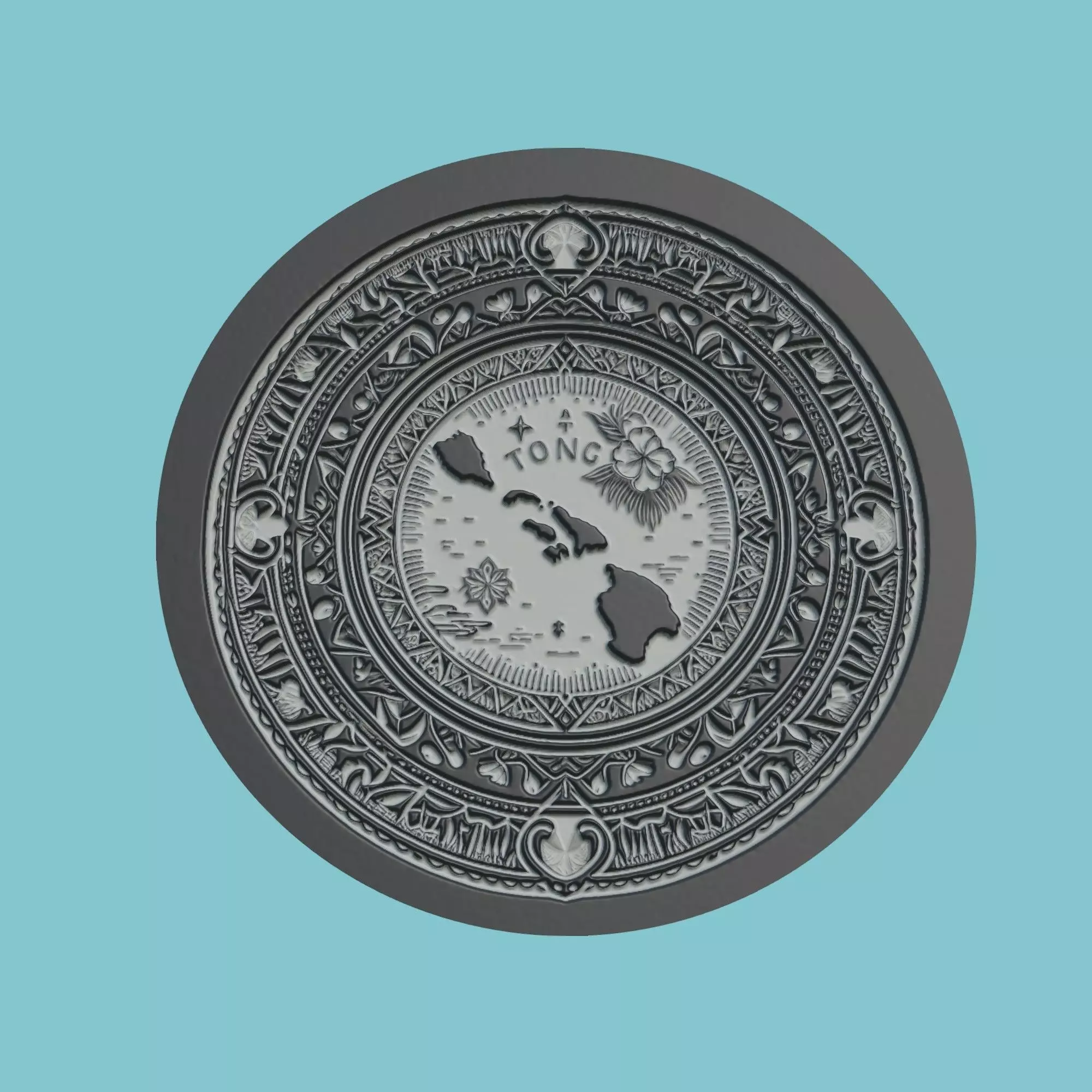 Tonga Map Medallion Wall Art Printer 3D print model_0