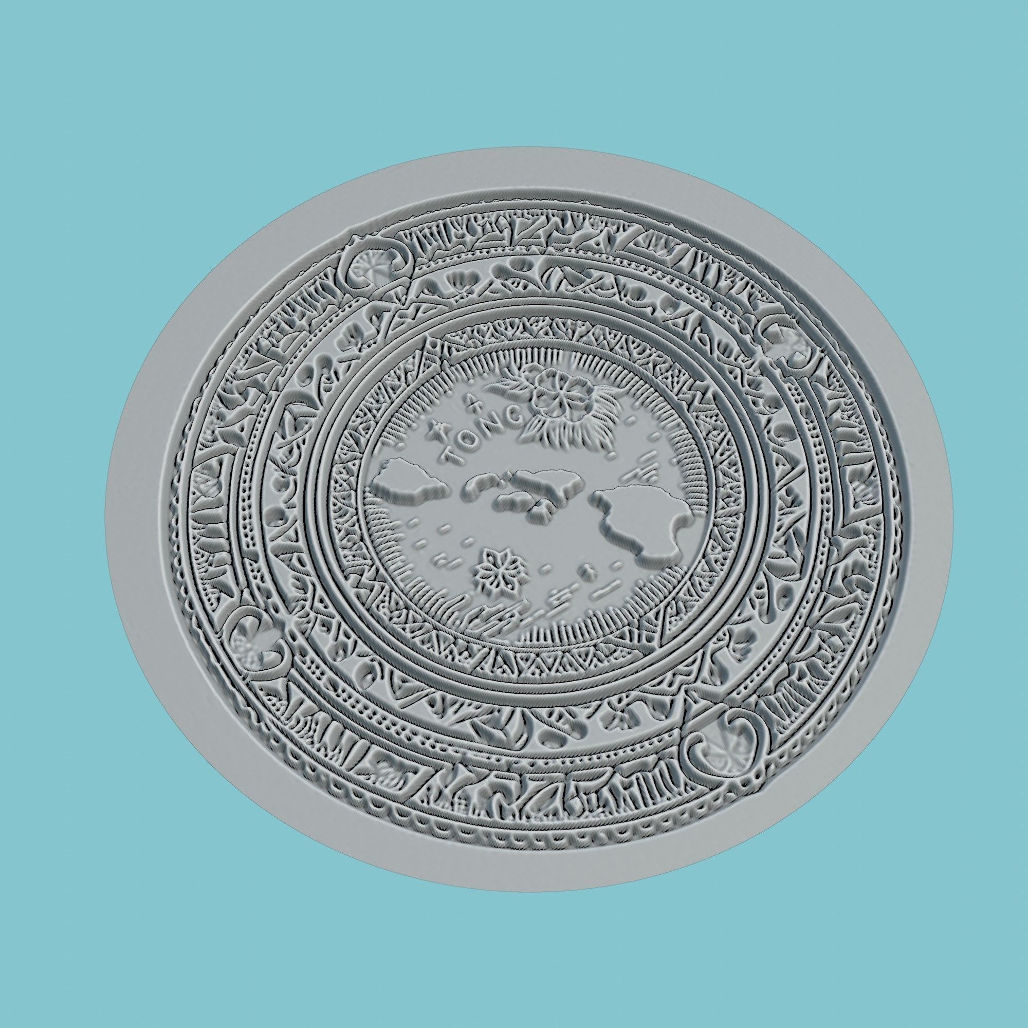 Tonga Map Medallion Wall Art Printer 3D print model_3