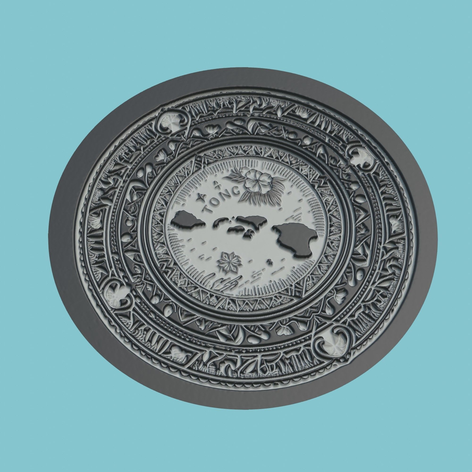 Tonga Map Medallion Wall Art Printer 3D print model_1