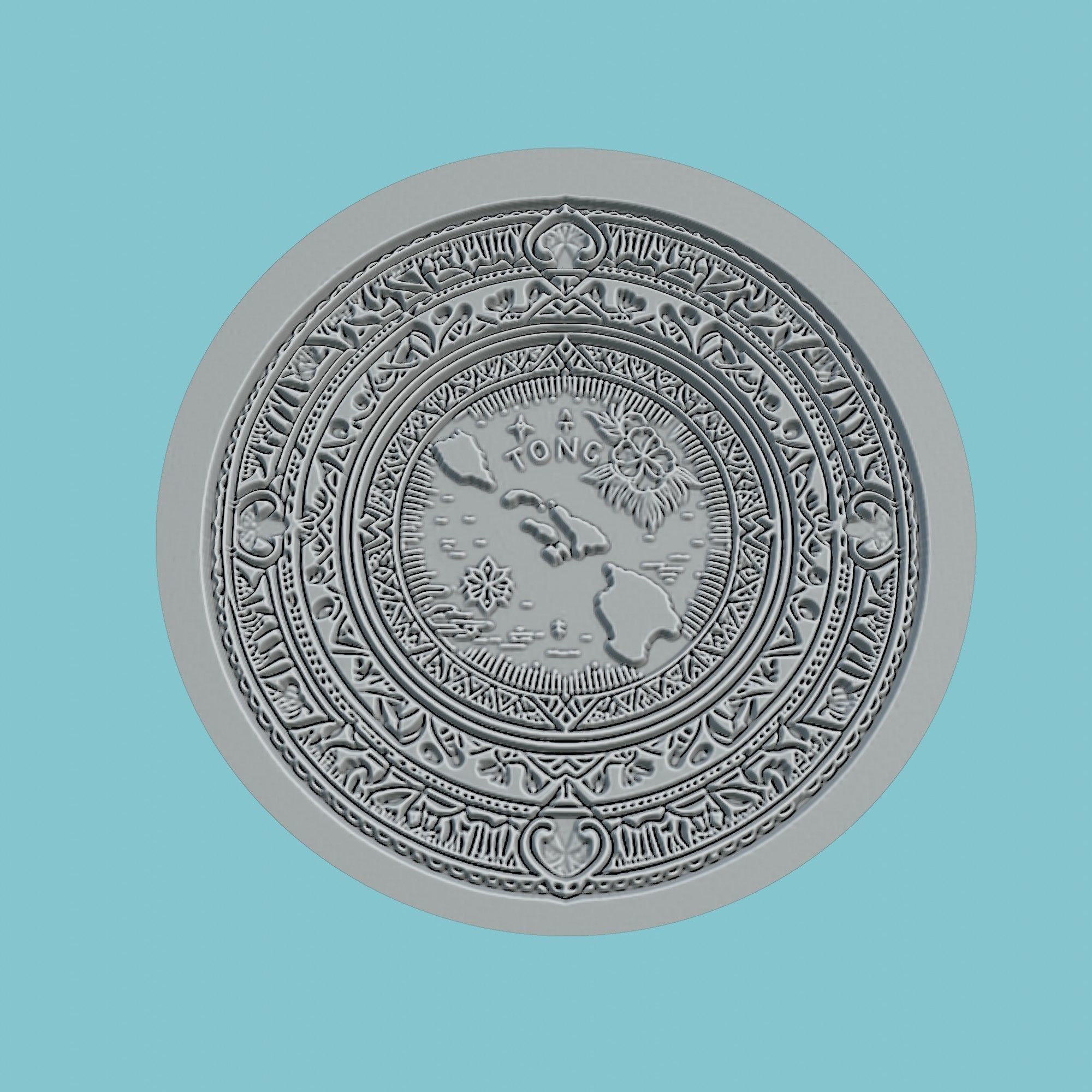Tonga Map Medallion Wall Art Printer 3D print model_2