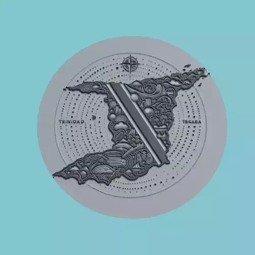 Trinidad and Tobago Map Medallion Wall Art Printer