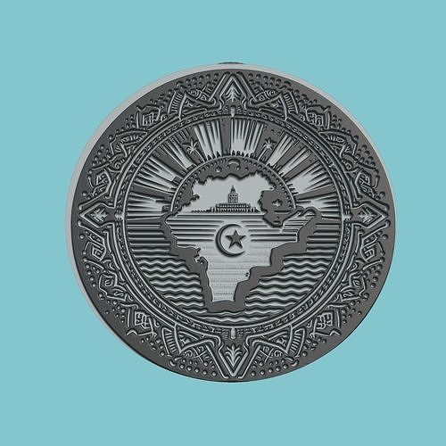 Tunisia Map Medallion Wall Art Printer 3D print model