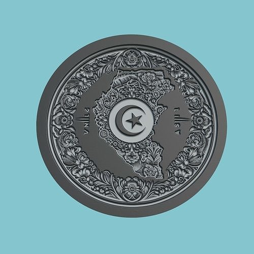 Tunisia Map Medallion Wall Art Printer 3D print model