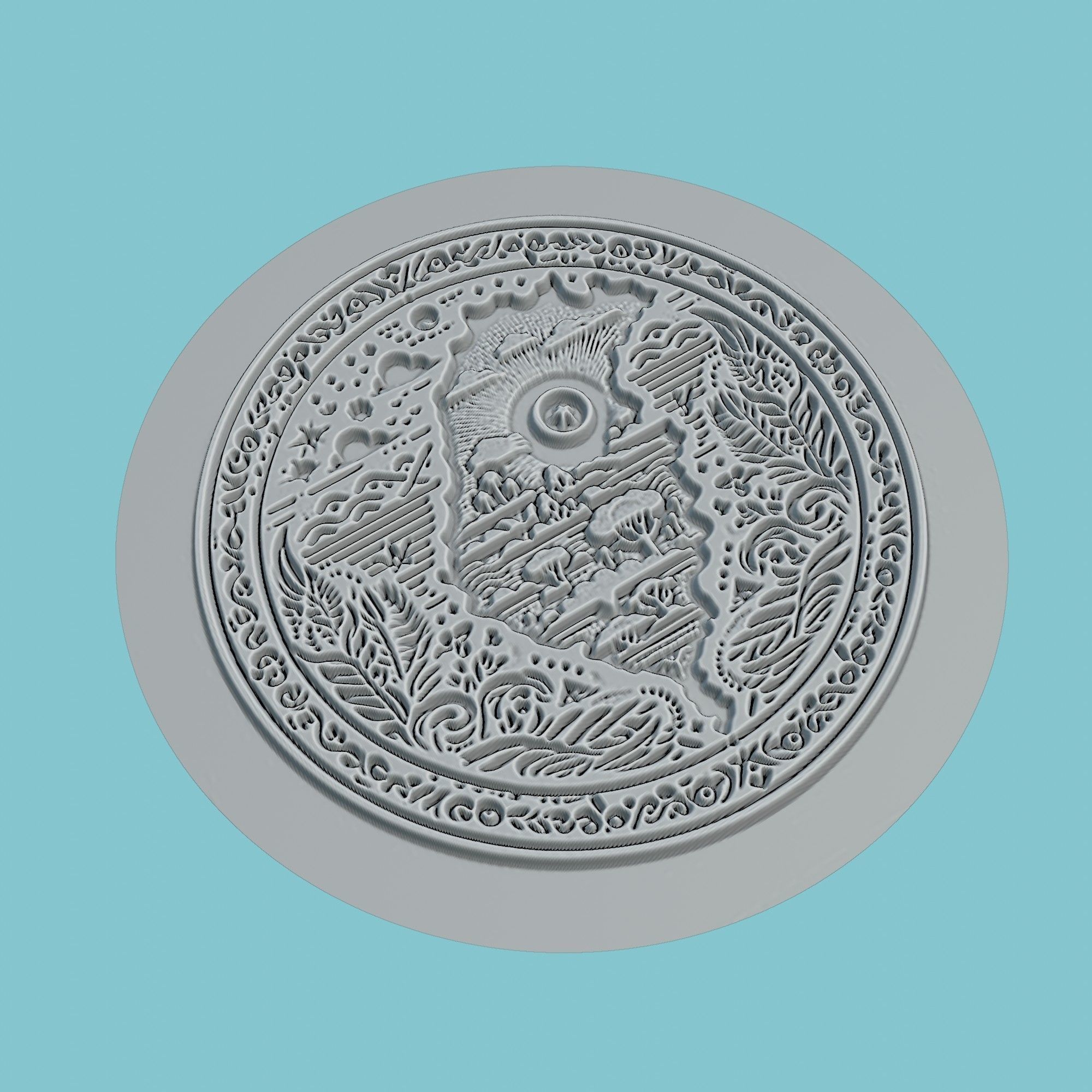 Tunisia Map Medallion Wall Art Printer 3D print model_3