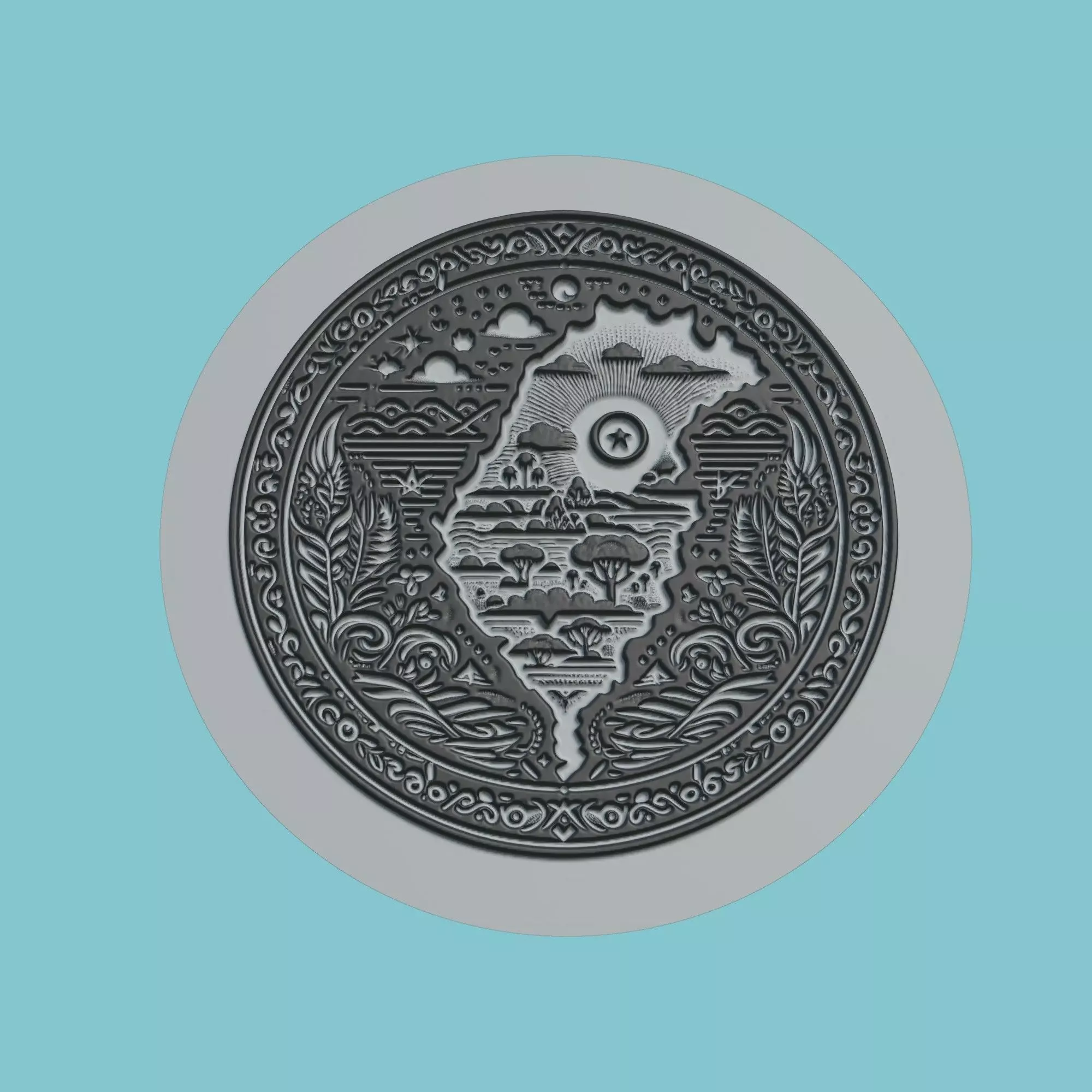 Tunisia Map Medallion Wall Art Printer 3D print model_0