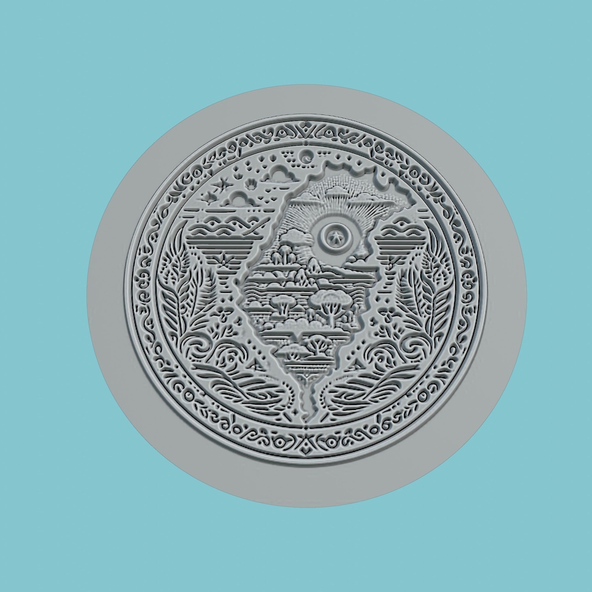 Tunisia Map Medallion Wall Art Printer 3D print model_2