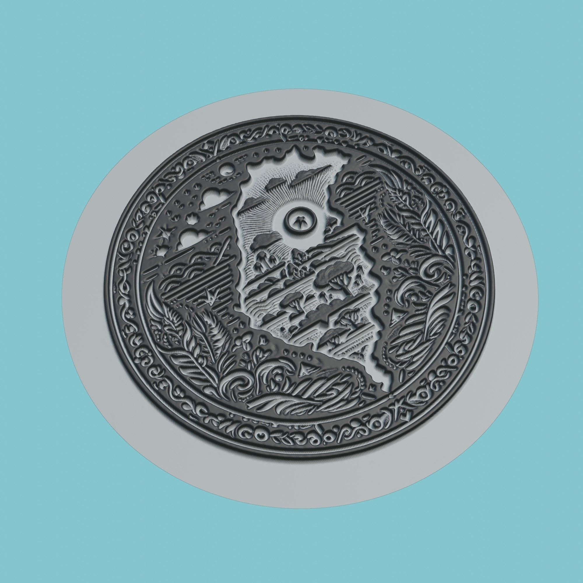 Tunisia Map Medallion Wall Art Printer 3D print model_1