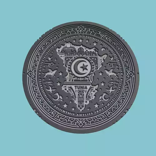 Tunisia Map Medallion Wall Art Printer