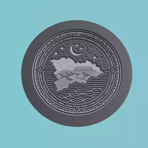 Turkmenistan Map Medallion Wall Art Printer