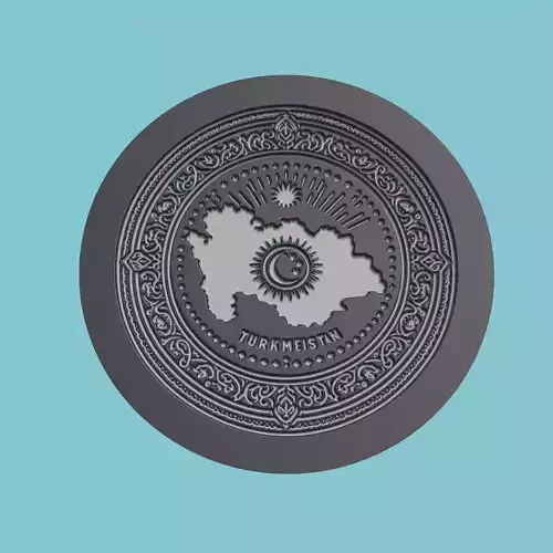 Turkmenistan Map Medallion Wall Art Printer