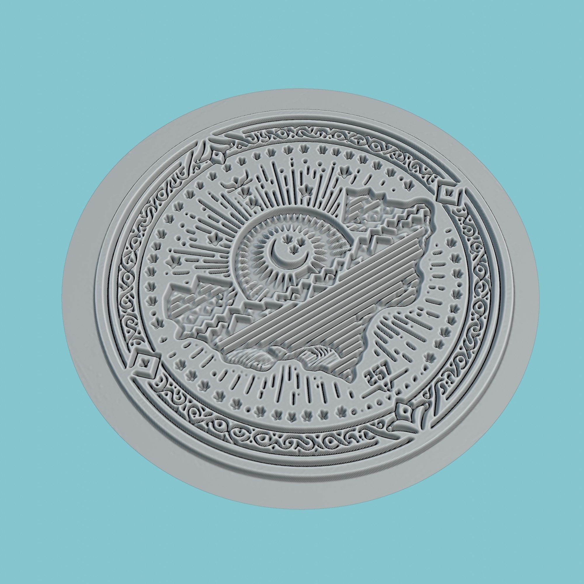 Turkmenistan Map Medallion Wall Art Printer 3D print model_3