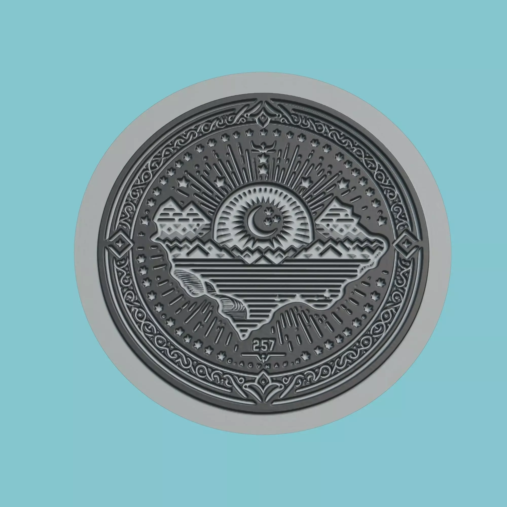 Turkmenistan Map Medallion Wall Art Printer 3D print model_0