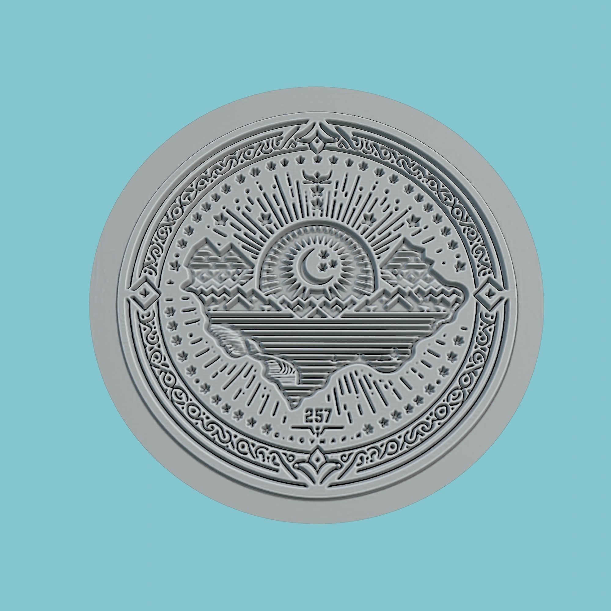 Turkmenistan Map Medallion Wall Art Printer 3D print model_2