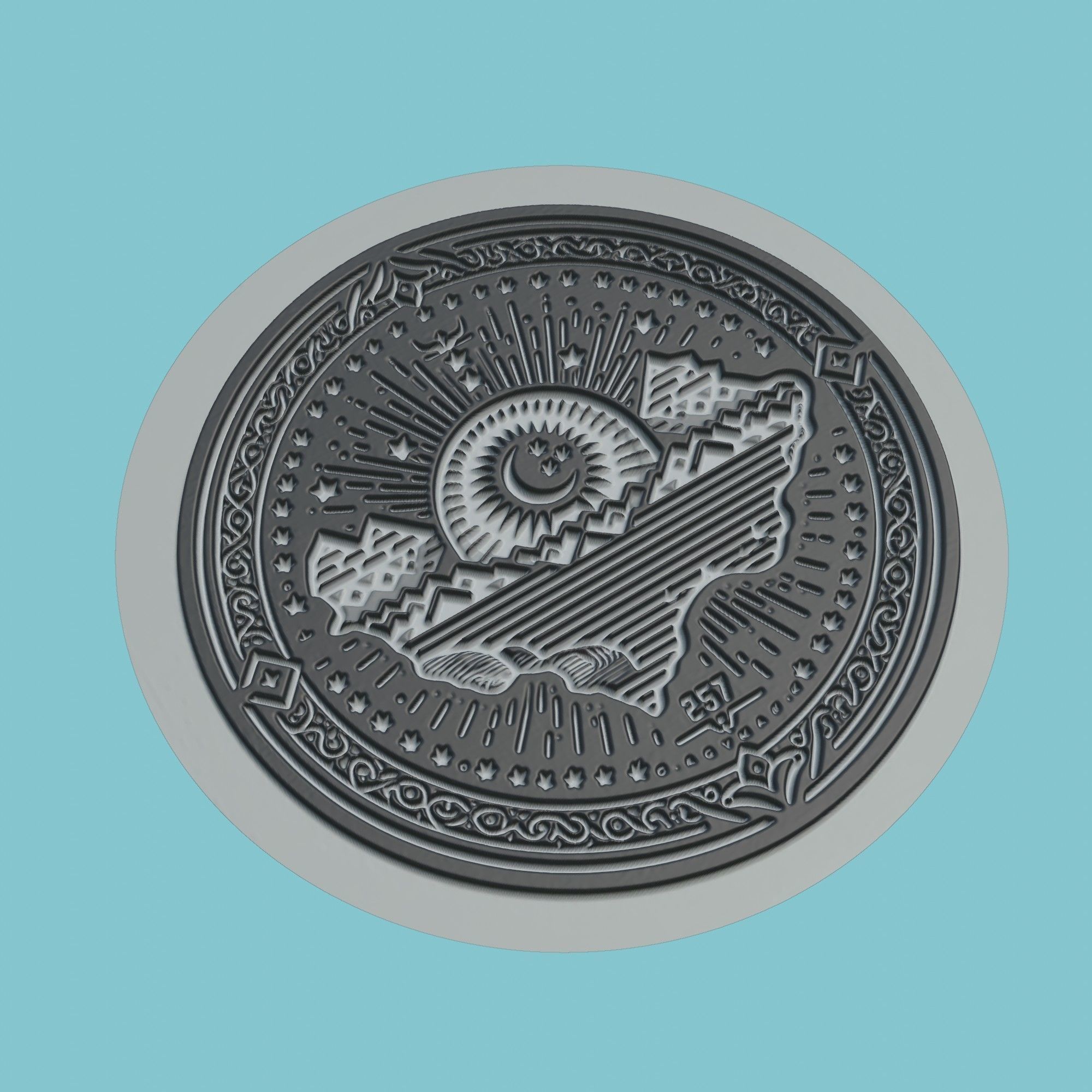 Turkmenistan Map Medallion Wall Art Printer 3D print model_1