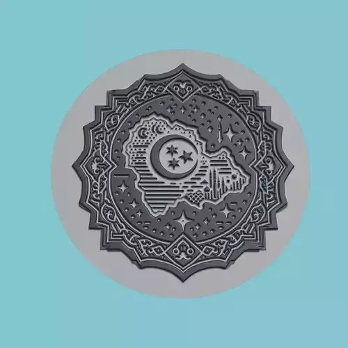 Turkmenistan Map Medallion Wall Art Printer