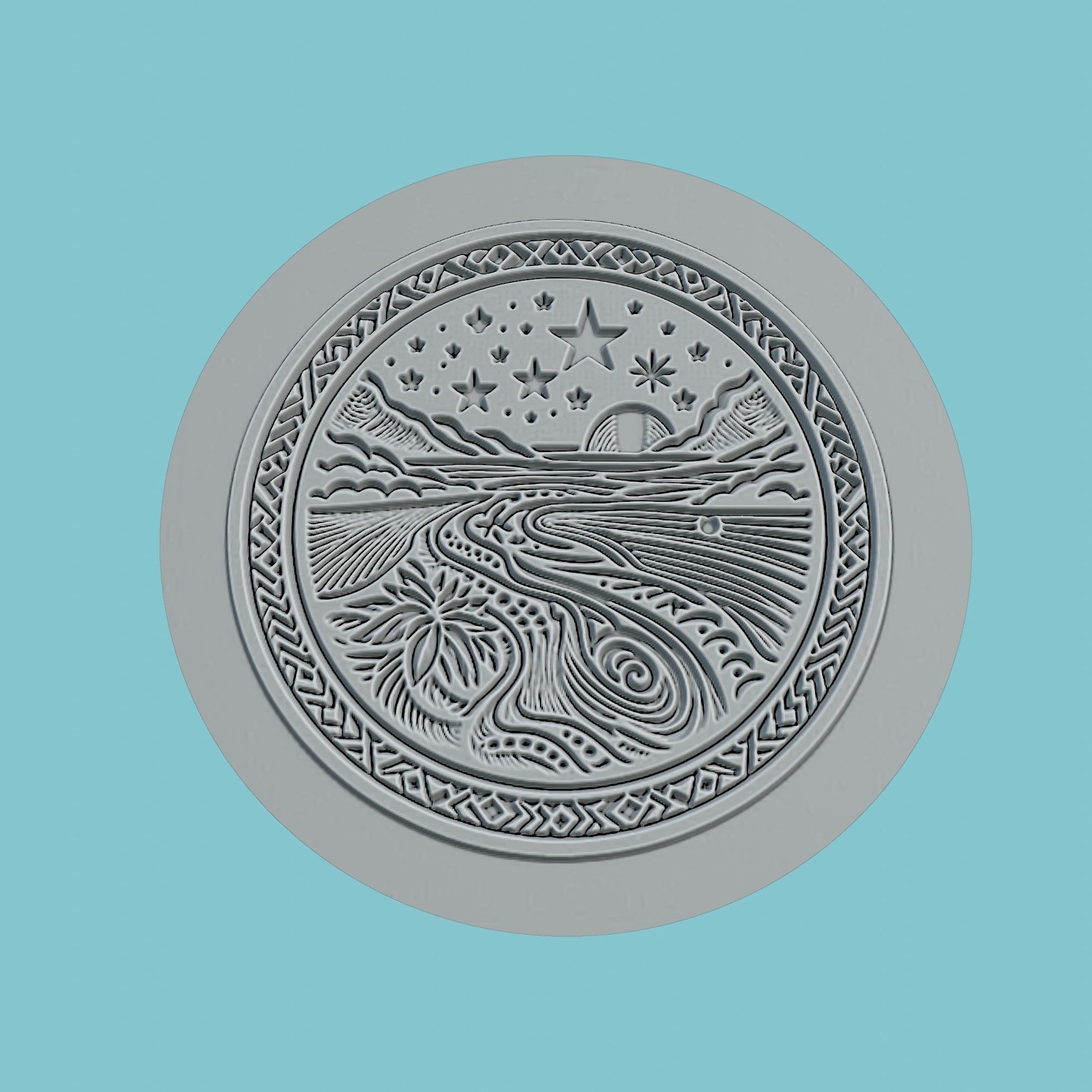 Tuvalu Map Medallion Wall Art Printer 3D print model_2